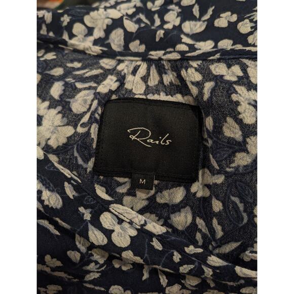 Rails Bretton Blue Floral Button Up Blouse Medium - Picture 5 of 5